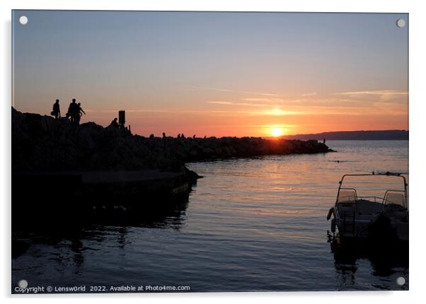 Silhouettes and Boats at the coast of Marseille, France Acrylic by Lensw0rld 