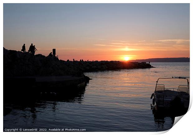Silhouettes and Boats at the coast of Marseille, France Print by Lensw0rld 