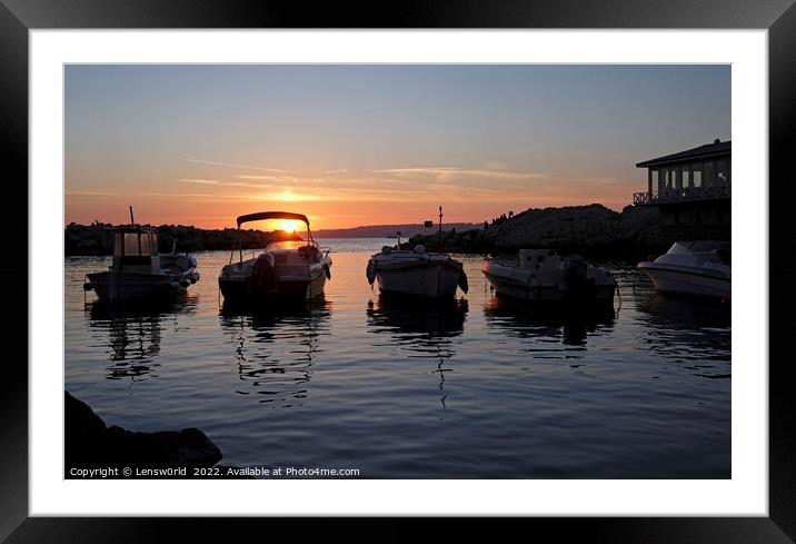 Boats at the coast of Marseille, France Framed Mounted Print by Lensw0rld 