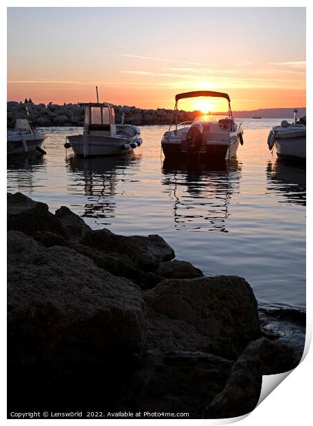 Boats at the coast of Marseille, France Print by Lensw0rld 