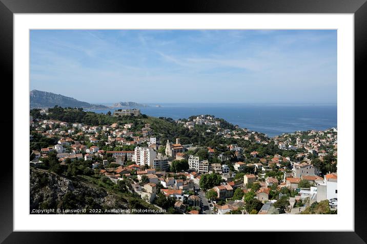View over the city of Marseille from a hill Framed Mounted Print by Lensw0rld 
