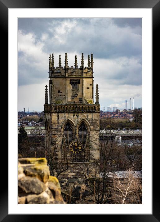 All Saints Pontefract set in an Industrial Background From Pontefract Castle Framed Mounted Print by Glen Allen