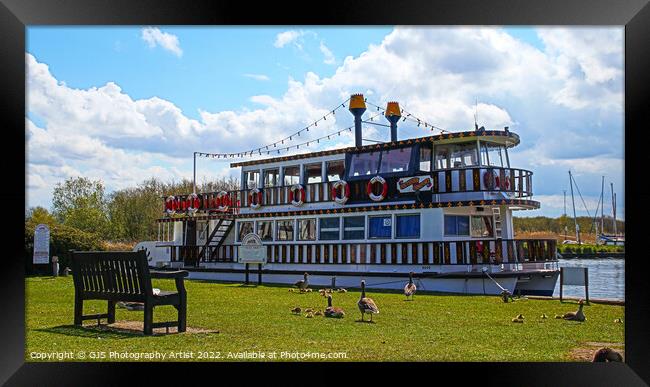 Paddle Steamer with Geese Audiance Framed Print by GJS Photography Artist