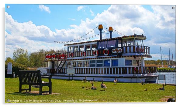 Paddle Steamer with Geese Audiance Acrylic by GJS Photography Artist