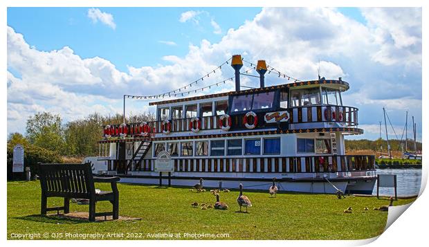 Paddle Steamer with Geese Audiance Print by GJS Photography Artist