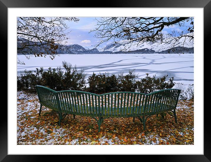 Derwentwater Bench Framed Mounted Print by Jason Connolly