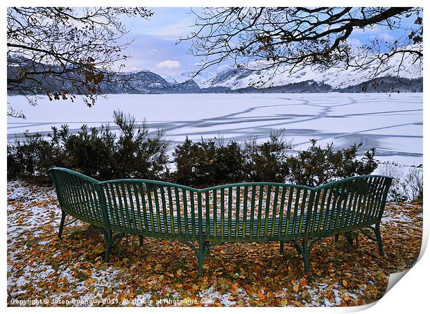 Derwentwater Bench Print by Jason Connolly