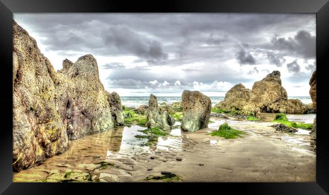 Traeth Porth Oer - Whistling Sands Beach Framed Print by Catchavista 