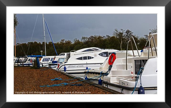 All Moored up ready for the storms Framed Mounted Print by GJS Photography Artist