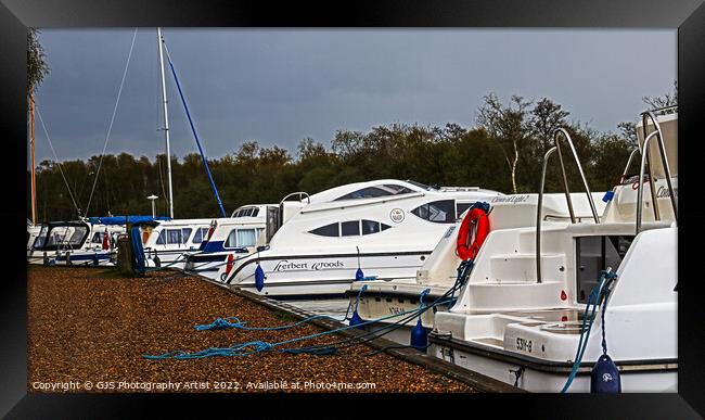 All Moored up ready for the storms Framed Print by GJS Photography Artist