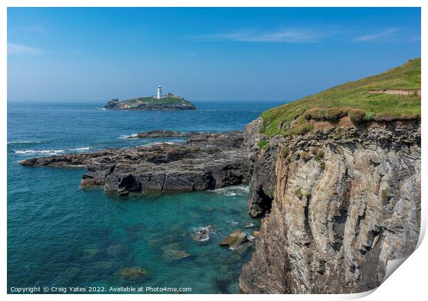 Godrevy Lighthouse Cornwall Print by Craig Yates