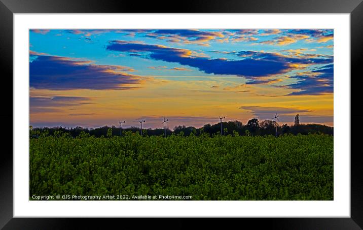 Sunset WindTurbines and Sky  Framed Mounted Print by GJS Photography Artist