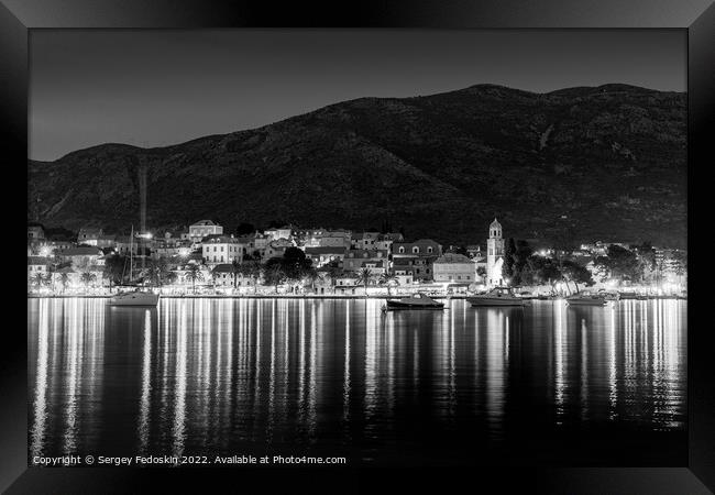 Night over Cavtat. Cavtat is a town in Dalmatia near Dubrovnik, Croatia. Framed Print by Sergey Fedoskin
