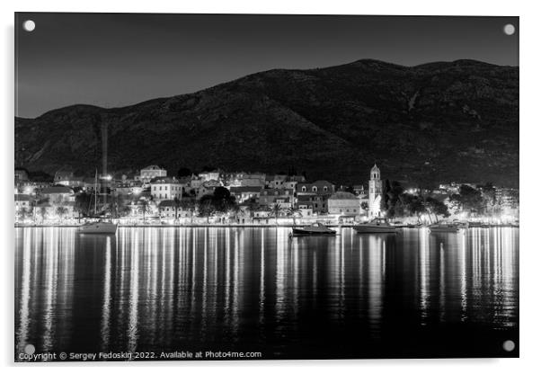 Night over Cavtat. Cavtat is a town in Dalmatia near Dubrovnik, Croatia. Acrylic by Sergey Fedoskin