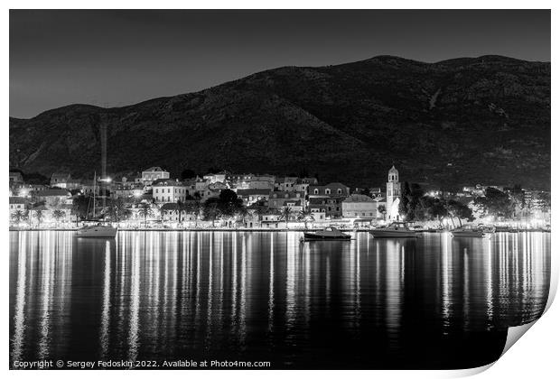 Night over Cavtat. Cavtat is a town in Dalmatia near Dubrovnik, Croatia. Print by Sergey Fedoskin