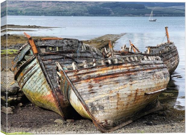 Salen Bay shipwreck, Isle of Mull Canvas Print by yvonne & paul carroll