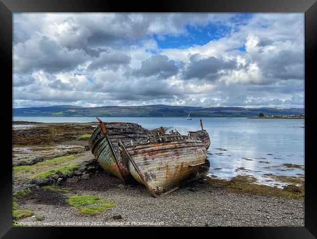 Salen Bay shipwreck, Isle of Mull Framed Print by yvonne & paul carroll