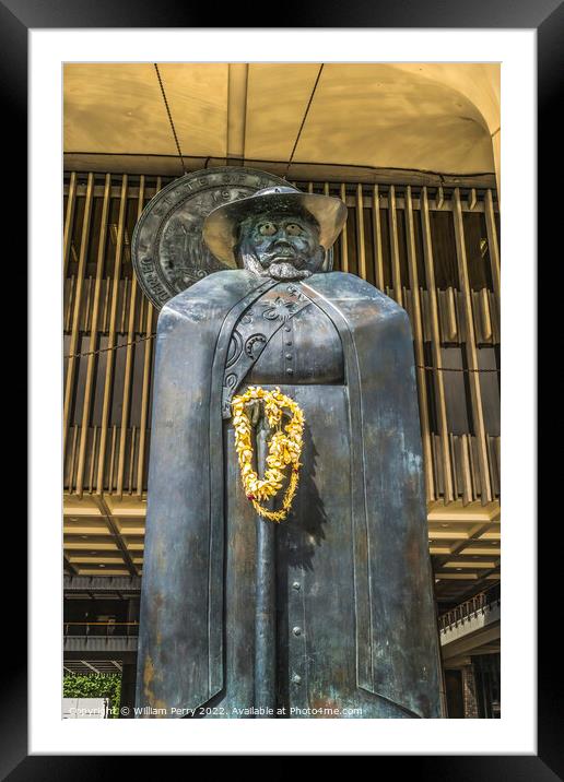 Father Damien Statue Entrance Capitol Honolulu Hawaii Framed Mounted Print by William Perry