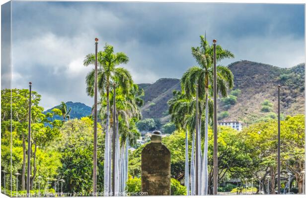 Entrance State Capitol Building Legislature Honolulu Hawaii Canvas Print by William Perry