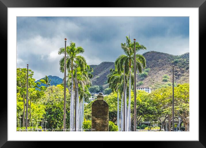 Entrance State Capitol Building Legislature Honolulu Hawaii Framed Mounted Print by William Perry