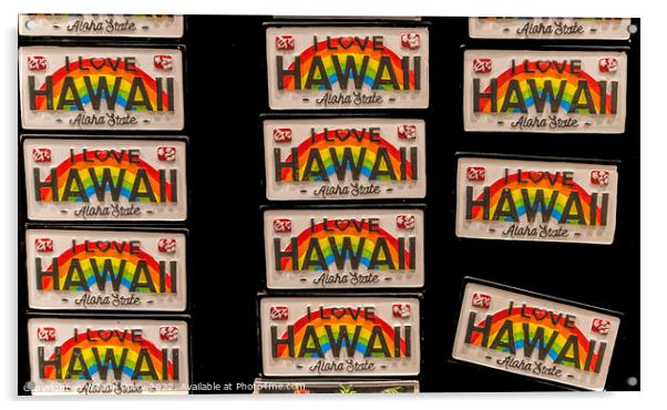 Colorful Hawaiian Magnets Waikiki Honolulu Hawaii Acrylic by William Perry