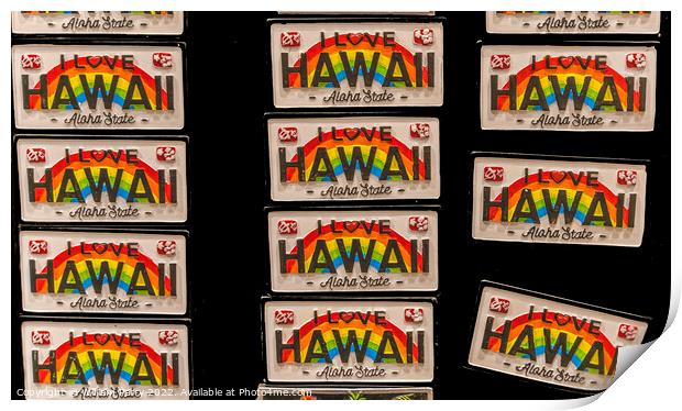 Colorful Hawaiian Magnets Waikiki Honolulu Hawaii Print by William Perry