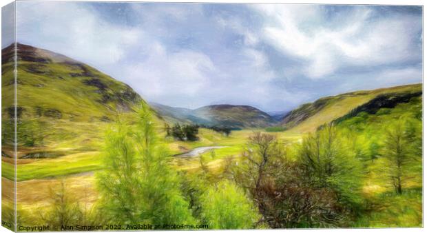 Eagle Valley Scotland (Painted) Canvas Print by Alan Simpson