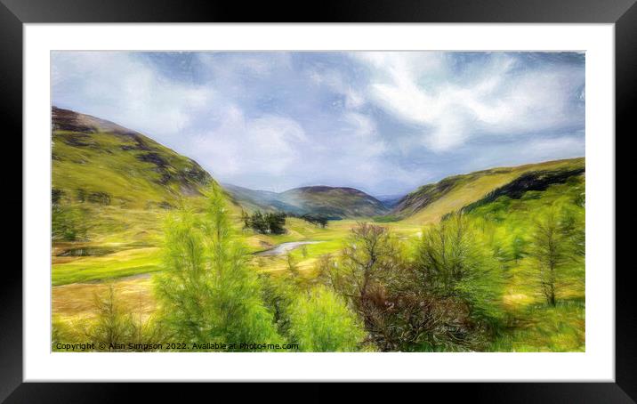Eagle Valley Scotland (Painted) Framed Mounted Print by Alan Simpson