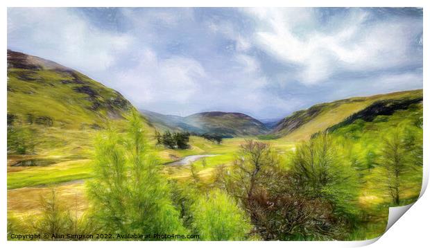 Eagle Valley Scotland (Painted) Print by Alan Simpson