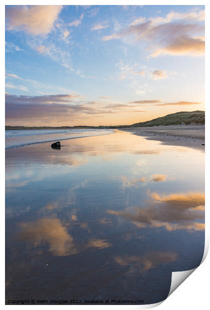 Dunnet Bay at Sunrise (portrait) Print by Keith Douglas