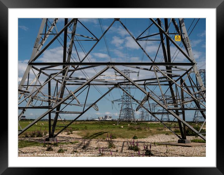 Power, Pasture, and Pylons. Framed Mounted Print by Mark Ward