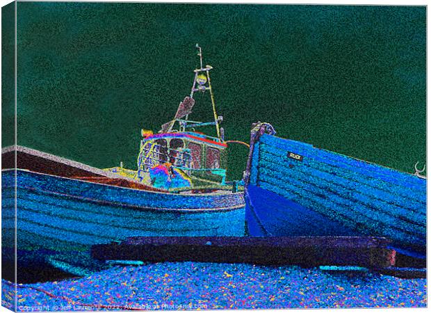 Boats at the  Beach, Deal, Kent Canvas Print by Jeff Laurents