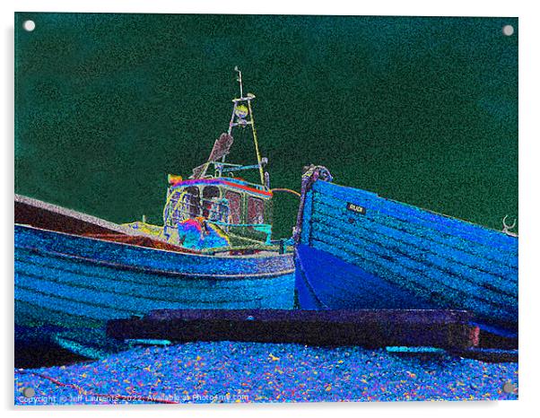 Boats at the  Beach, Deal, Kent Acrylic by Jeff Laurents