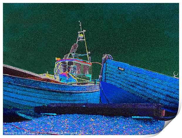 Boats at the  Beach, Deal, Kent Print by Jeff Laurents