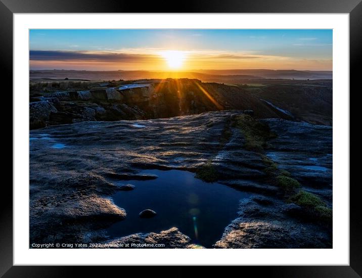 Sunrise on Curbar Edge Peak District Derbyshire  Framed Mounted Print by Craig Yates