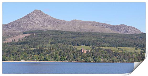 Arrans Goat Fell and Brodick Castle Print by Allan Durward Photography