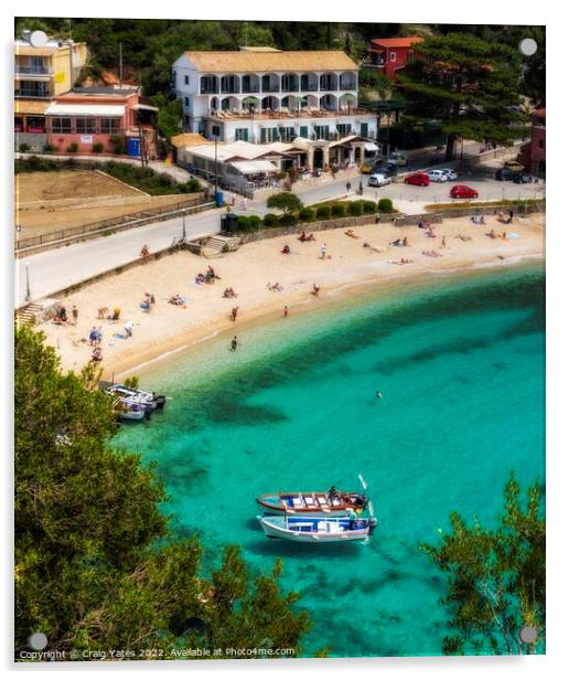 Agios Spiridon Beach Palaiokastritsa, Corfu, Greec Acrylic by Craig Yates