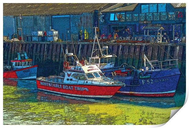 Boats at the Harbour, Whitstable Print by Jeff Laurents
