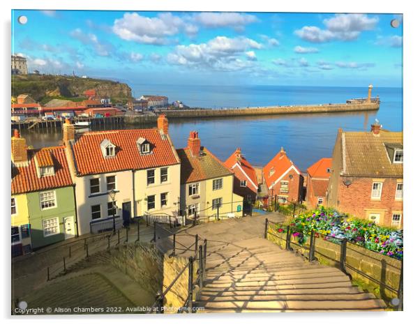 Whitby 199 Steps Acrylic by Alison Chambers