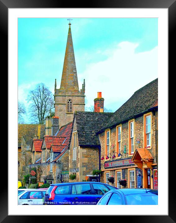 The church and houses on church street,Lacock,Wiltshire,uk Framed Mounted Print by john hill