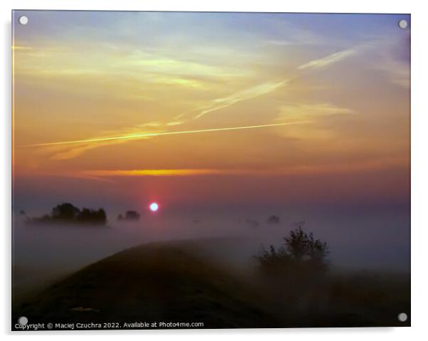 Sun Rising Above Morning Haze Acrylic by Maciej Czuchra
