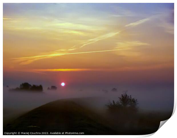 Sun Rising Above Morning Haze Print by Maciej Czuchra