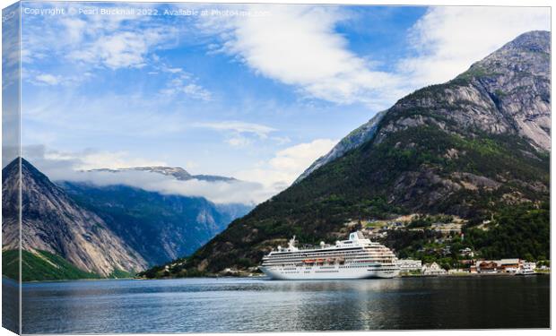 Norwegian Fjord Cruise Ship Hardanger Norway Canvas Print by Pearl Bucknall