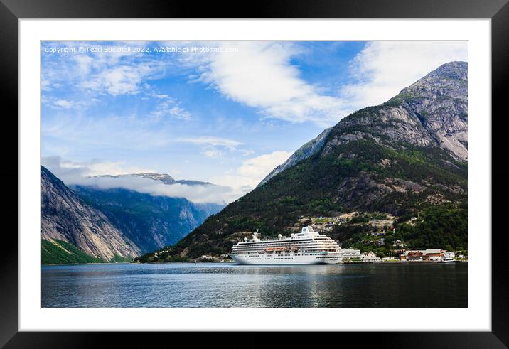 Norwegian Fjord Cruise Ship Hardanger Norway Framed Mounted Print by Pearl Bucknall