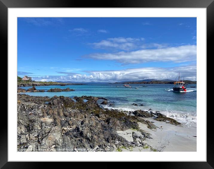 A boat coming into to the slip on the Isle of Iona Framed Mounted Print by yvonne & paul carroll