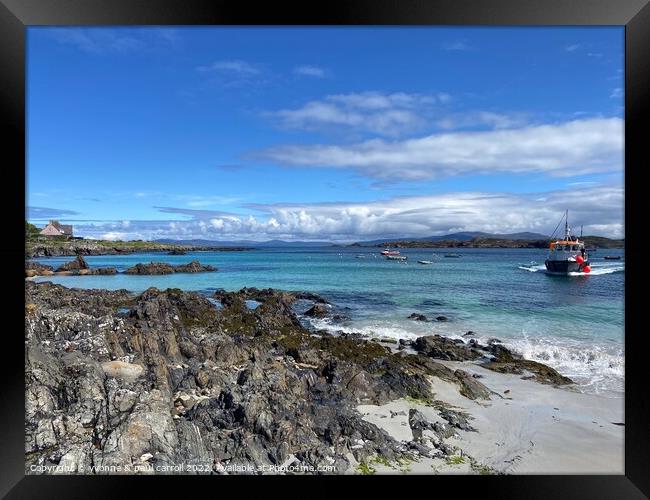 A boat coming into to the slip on the Isle of Iona Framed Print by yvonne & paul carroll