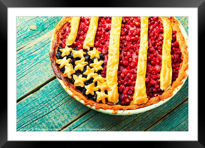 American berry pie,wooden table Framed Mounted Print by Mykola Lunov Mykola