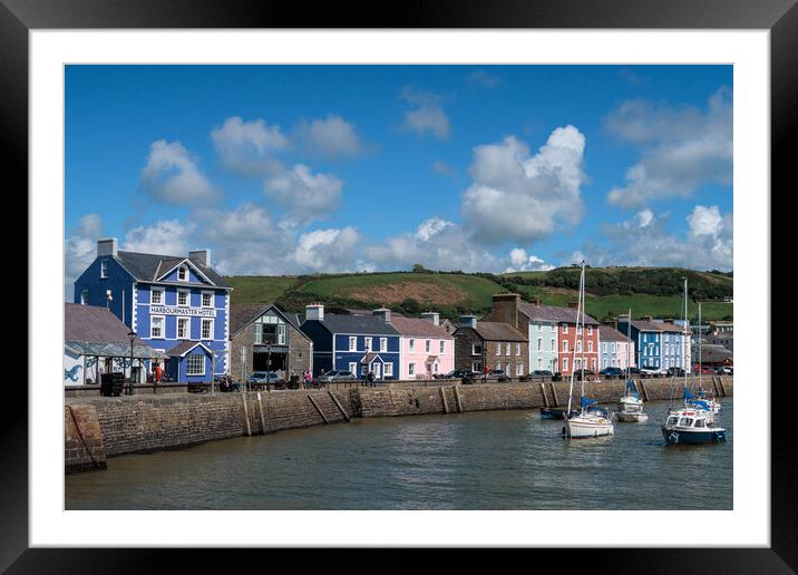 Vibrant Aberaeron Harbour Scene Framed Mounted Print by Wendy Williams CPAGB