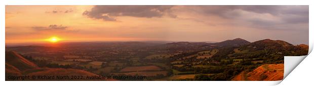 Majestic Sunset over the Malvern Hills Print by Richard North