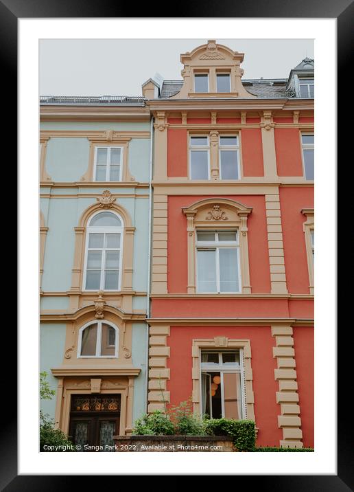 Facade of colorful building in Frankfurt Framed Mounted Print by Sanga Park